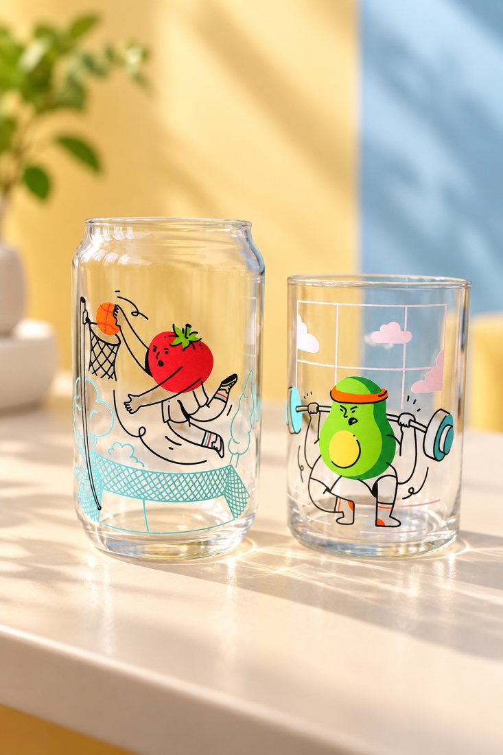 UV DTF prints on two clear glasses